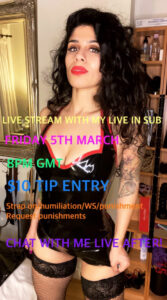 London Mistresses – Mistress Sophia Sahara live today at 5pm